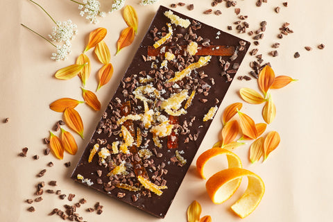 70% Dark Chocolate Orange and Cacao Nib Bar